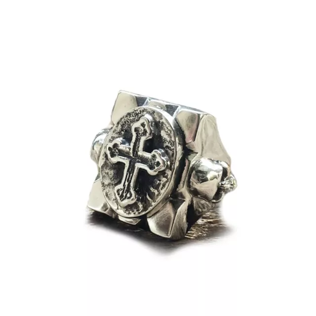 Cross Jesus Mexican ring sterling silver 925 Biker Skull Vintage Christ jewelry