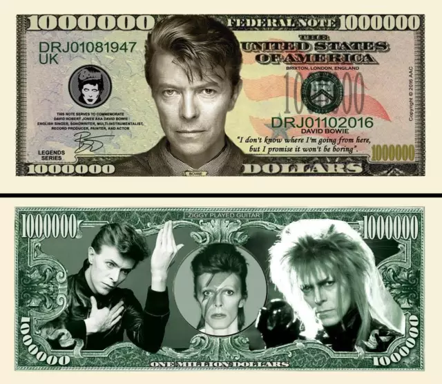 DAVID BOWIE - BILLET 1 MILLION DOLLAR US ! Collection Rock Pop Glam Decadent 70