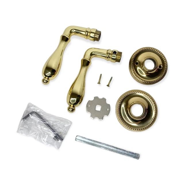 Vtg Broadway Collection Brass Passage Door Knob Lever Handle Set Heavy
