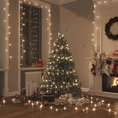 8 Mode di Lampeggiata Qedertek Luci Natalizie da Esterno Filo Trasparente 17 key Telecomando Catena Luminosa 13M 100 LED Luci Bianco per Decorazione di Albero di Natale Funzione di Timer 