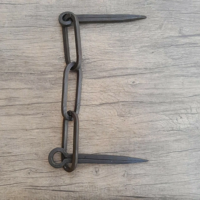 Vintage handforged wrought iron Heavy door gate chain latch lock farm decor