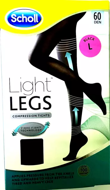 Scholl Compression Tights  Large 60 Den Black Light Legs Up To 100 Washes New