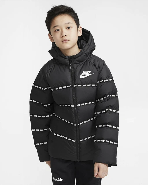 Nike Boys Synthetic-Fill Jacket Sz M Black White  CU9154 010