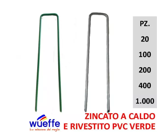 Picchetti telo pacciamatura in acciaio zincato a caldo Antiruggine 15x3cm. Ø3mm