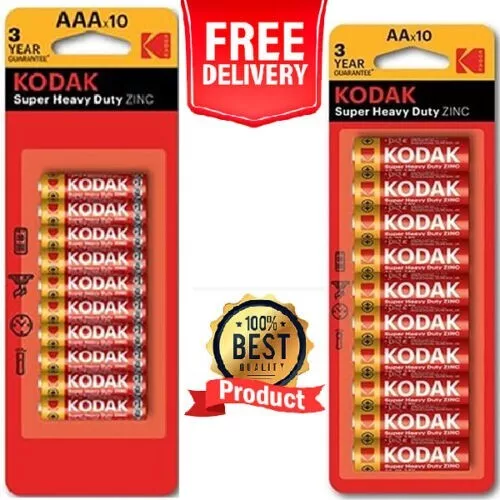 10pc KODAK SUPER HEAVY DUTY ZINC DOUBLE AA AAA - BATTERIES Batterys