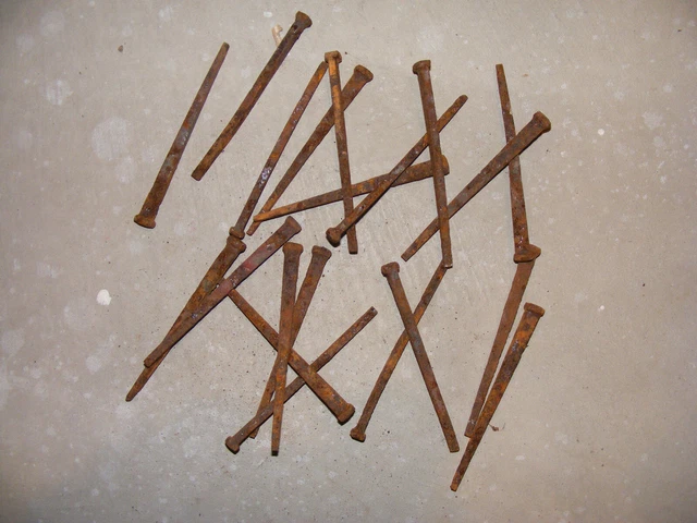 20 Antique 4" inch Square Iron Nails NOS Reclaimed Primitive Project