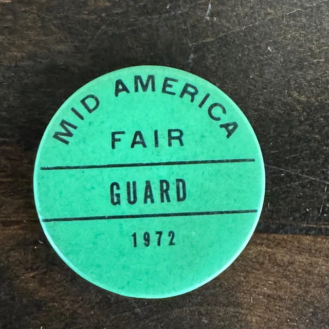 Vintage Pinback Button Mid America Fair Guard 1972 Topeka Kansas