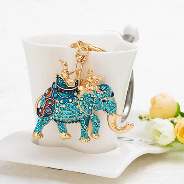 Elephant Key Charm Rhinestone Elephant Keychain Keychains Car Keys Accessories 8