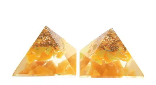 Yellow aventurine Orgone Organite Energy Copper Pocket Pyramid Highly Beneficial