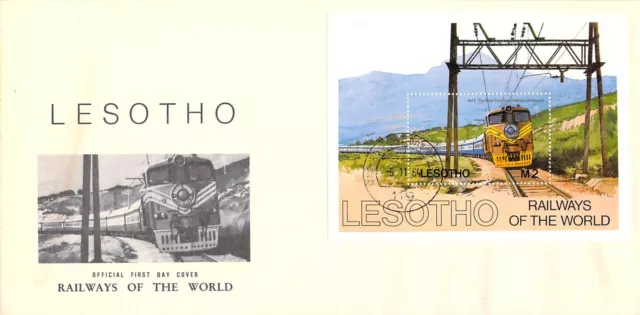 L0673 1964 LESOTHO Railways of the World minisheet on cover