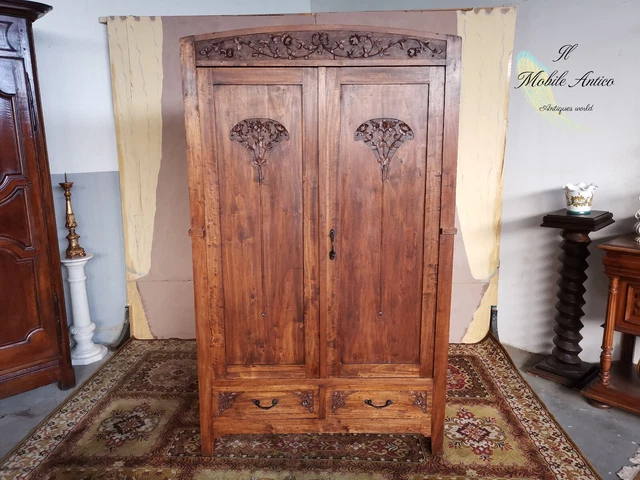 Armadio In Massello A 2 Ante Integro Originale Epoca 900' Restaurato