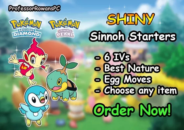 6IV Shiny Sinnoh Starters Pokemon Brilliant Diamond Shining 