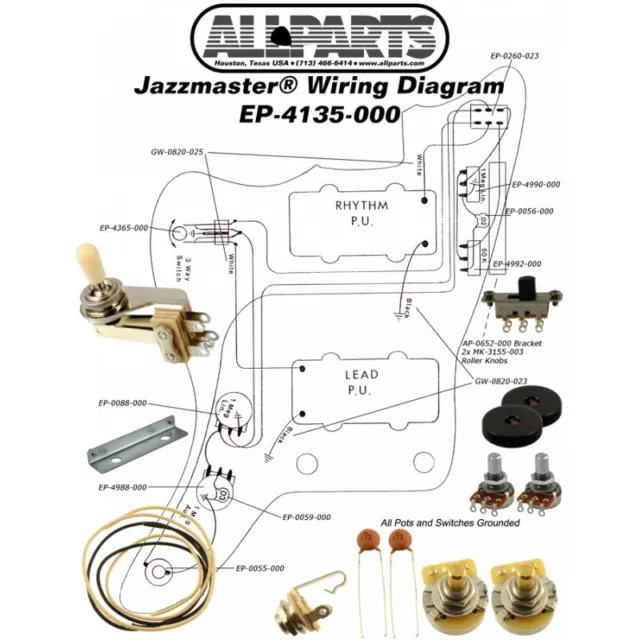 Wiring Kit for Fender Jazzmaster, Jeu de composants ALLPARTS USA non cables 2
