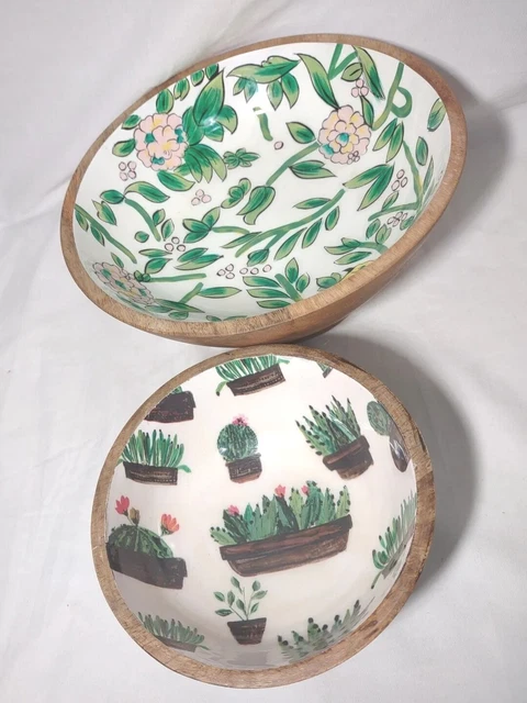 Mango Wood Botanical Bowls OpalHouse Mango Wood Parrot Floral Bowl & Cactus Bowl