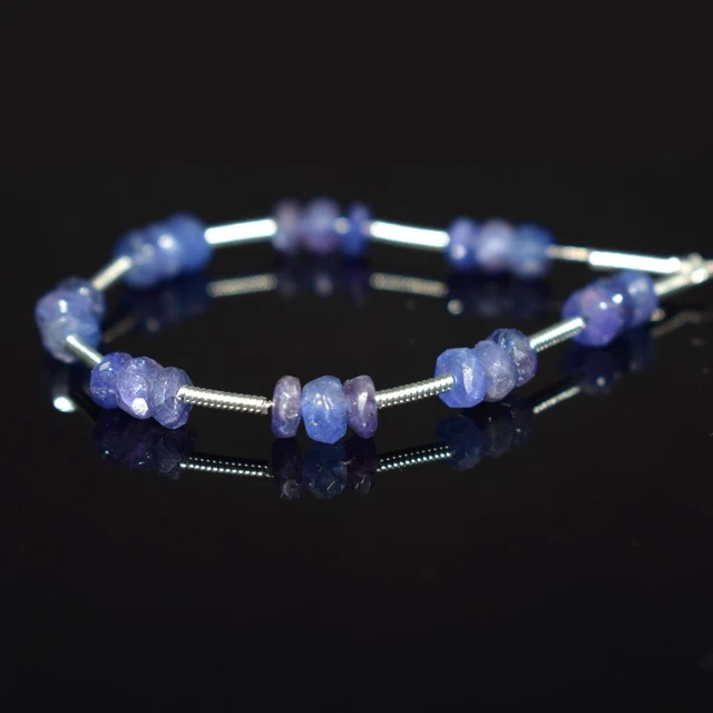 A++ Natural 4-5MM Tanzanite Rondelle Faceted Gemstone Beads 4" Jewelry Making