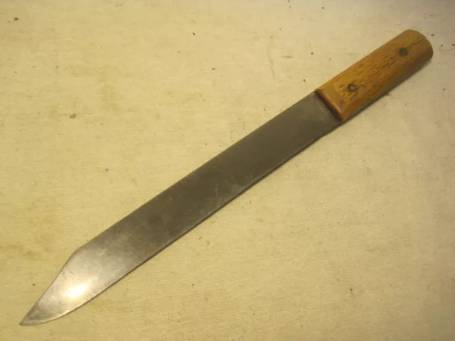 vintage old double rivet wood  handle  knife cutlery slicer straight blade