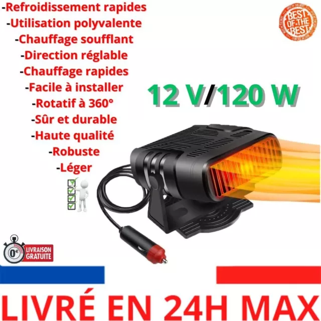 DSLIHA Dégivreur de Chauffage de Voiture, 12V 120W Ventilateur de Rotatif à 360°