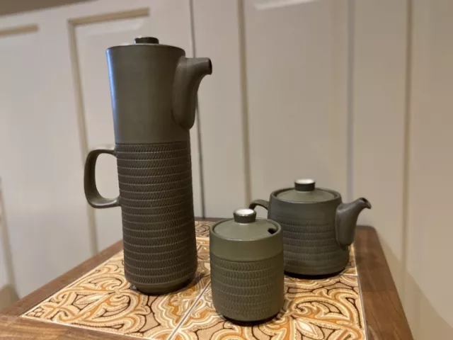 Denby Chevron Vintage Coffee Pot / Tea Pot Green / Sugar