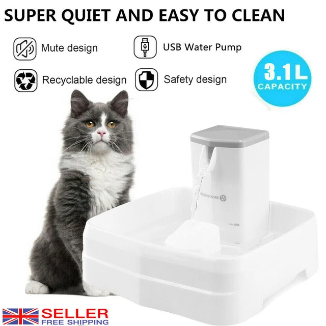 Automatic Pet Water Fountain 3.1L Electric Cat Dog Water Drinking Dispenser UK
