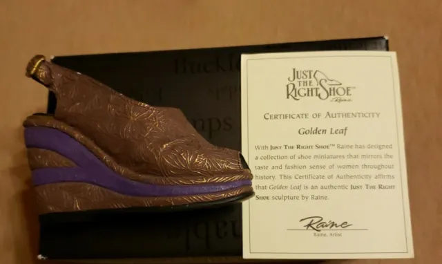 Just The Right Shoe by Raine Golden Leaf #25098 Miniature Shoe Only In Box