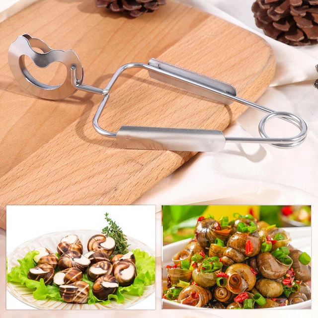 Carpeta de caracol con clip para alimentos de acero inoxidable carpeta de caracol mariscos mesa y manada