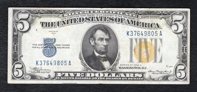 Fr. 2307 1934-A $5 Five Dollars “North Africa” Silver Certificate Extremely Fine