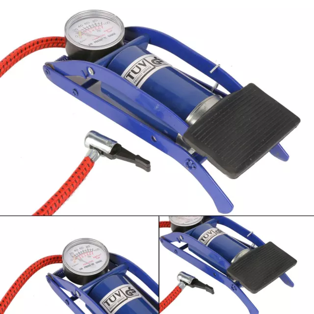 Single Cylinder Foot Pump Tyre Inflator Wheel Heavy Duty Car Bike Van Air