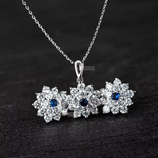 18k white gold gf made with SWAROVSKI crystal blue earrings pendant necklace set