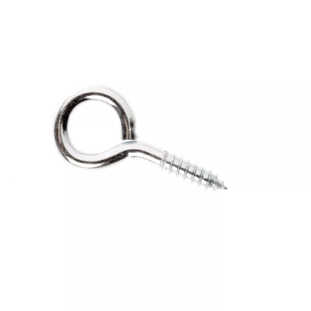 TIC SCREW EYES 50mm Self Tapping Thread, Zinc Plated SILVER - 4 Or 40 Pieces