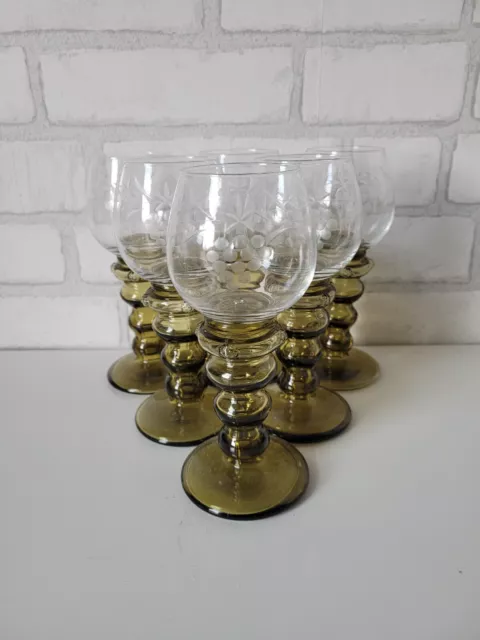 Antique Hand Blown Glass Wine Glasses from Roemer, Germany, 1880-1900s Set Of 6