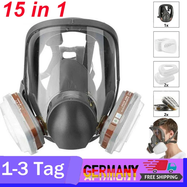6800 Staubmaske Gasmaske 15 in 1 Lackiermaske Atemschutz Vollmasken mit 2 Filter