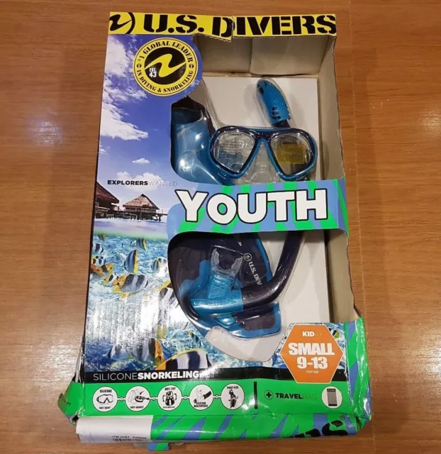 U.S. Divers Youth Snorkeling Set - Snorkel, Mask, Kids Size 9-13 Fins & Mesh Bag