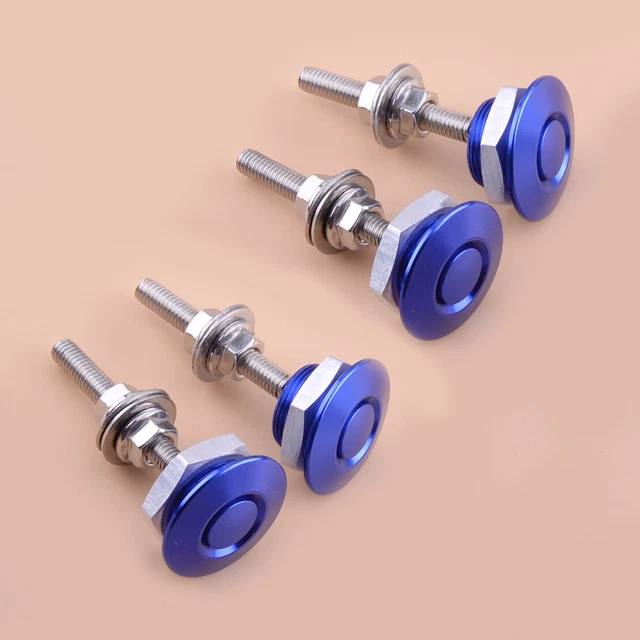 4x Blue Push Button Quick Release Car Bumper Hood Pin Bonnet Lock Latch Clip