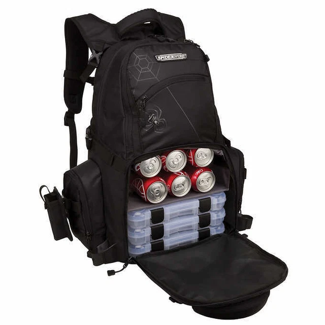 SPIDERWIRE FISHING TACKLE Backpack W/ 3 Medium Utility Boxes