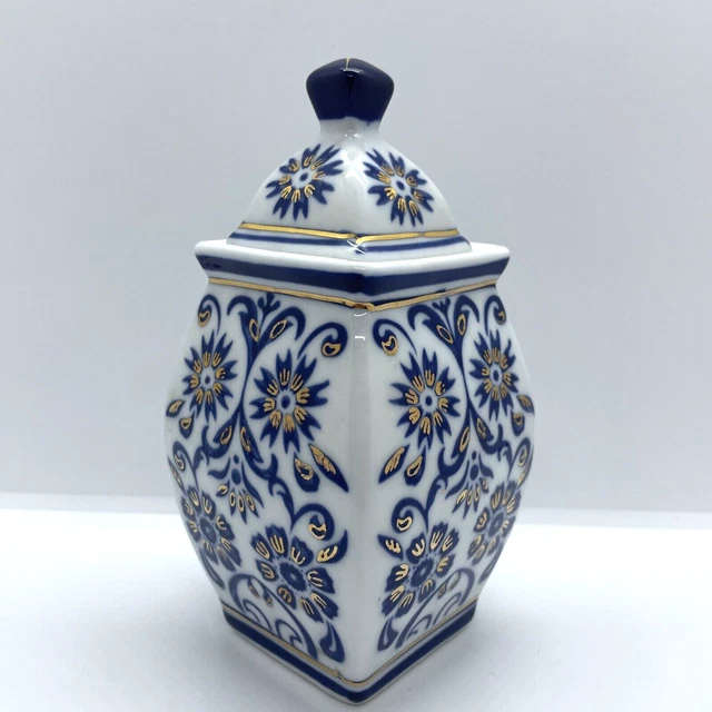 N2 Chinesisches Blau Weissgold Porzellankopf Inwerglas Topf Blumenurne Ornament 8