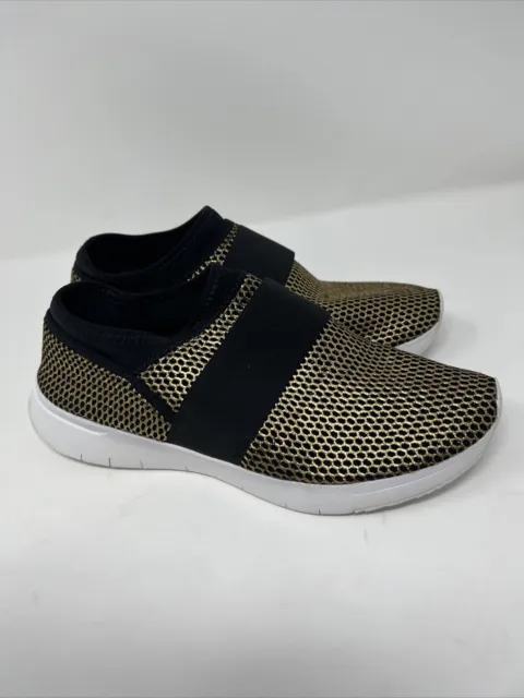 Fitflop Womens Airmesh Slip On Sneaker Shoes, Black/Gold, US 7