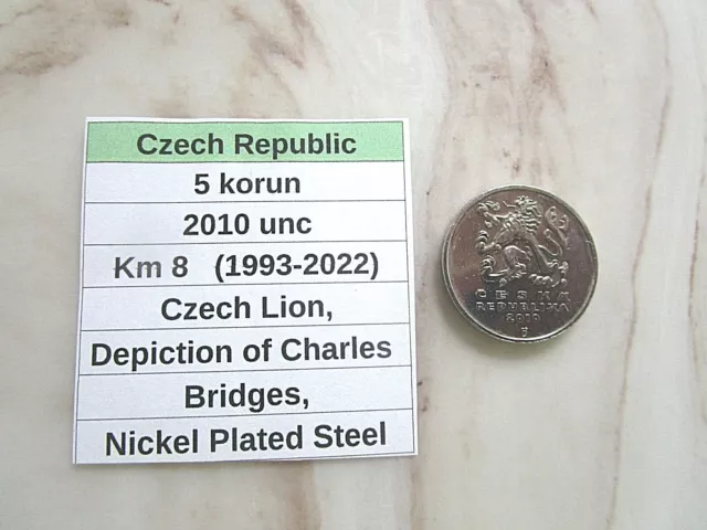 CZECH REPUBLIC, 5 korun, 2010 unc, Km 8 (1993-date)