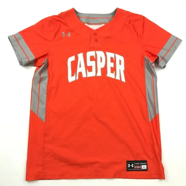 Nuovo Under armour Casper Camicia Ragazzi Grande Yl Arancione Henley Baseball