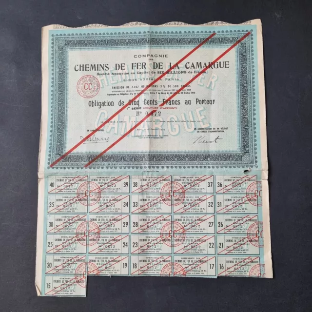 Obligation Des Chemins De Fer De La Camargue Action 1949 Transport Du Sel