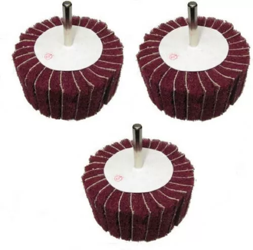 3Pc 80 X 40 Mixed Sandpaper / Scotchbrite Rotary Buffing Drum Polishing Wheel