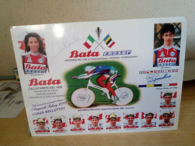 CARTOLINA ANTONELLA BELLUTTI AUTOGRAFATA E SQUADRA BATA UNDER 23 1999 