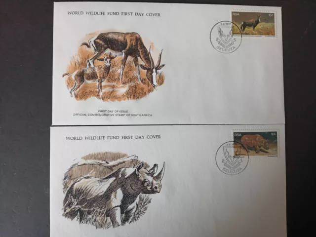 stamps WWF FDC South Africa 1976 Antelope & Rhiono