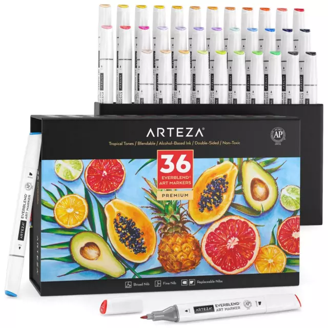 Arteza EverBlend Ultra Art Markers, Pastel Colors - Set of 12