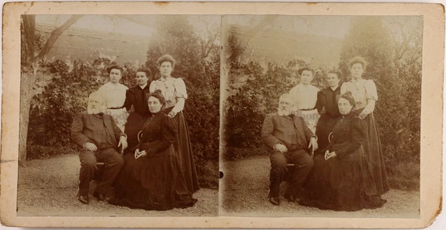 Frankreich Famille IN Seinem Garten c1900 Foto Stereo Bastler Vintage PL68L3n