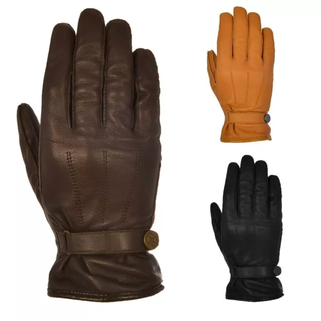 Oxford Holton Classic Short Leather Motorcycle Gloves Touring Motorbike Glove CE