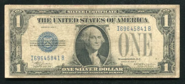 Fr. 1604 1928-D $1 One Dollar "Funnyback" Silver Certificate “I-B Block” Scarce