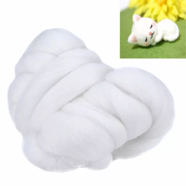 50g Soft White Dyed Felting Wool Tops Roving Wool Fibre For Needle Felting DIY