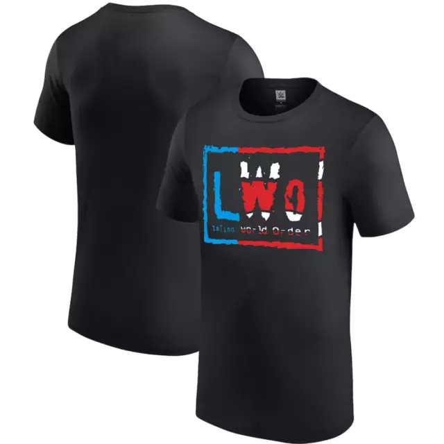 T-shirt latino World Order (taglia 9-10y) nera WWE LWO Fanatics top grafico - nuova
