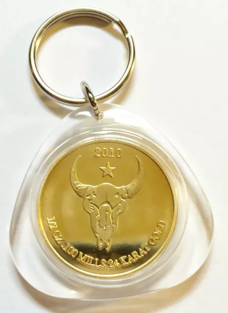 Awesome Key Ring 1/2 Oz "Sitting Bull" Indian Coin Finished in 999 24 K Gold  (a 3