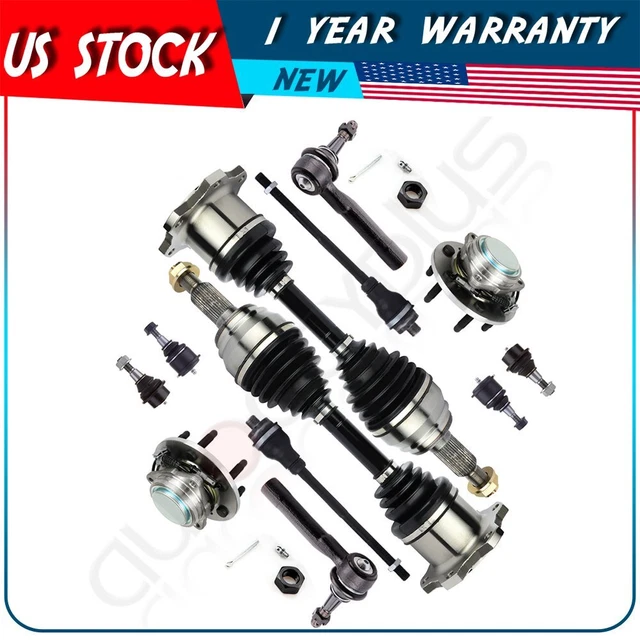 Fit For 2001-2006 GMC Yukon Front Tie Rod End Wheel Hub Bearing CV Axle Shaft